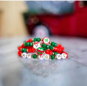 Christmas Beaded Bracelet Set- 4 strands