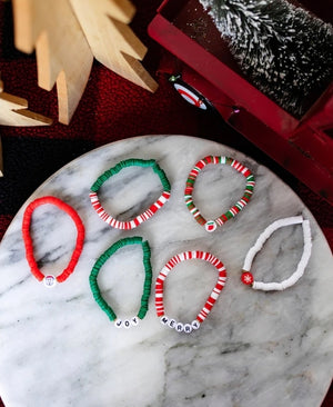 Christmas Bracelet Set- Clay Bead 6 strand