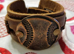 Copper Molten Metal Baseball Distress Leather Baseball Cuff