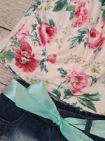 Floral Top and Denim Shorts Set