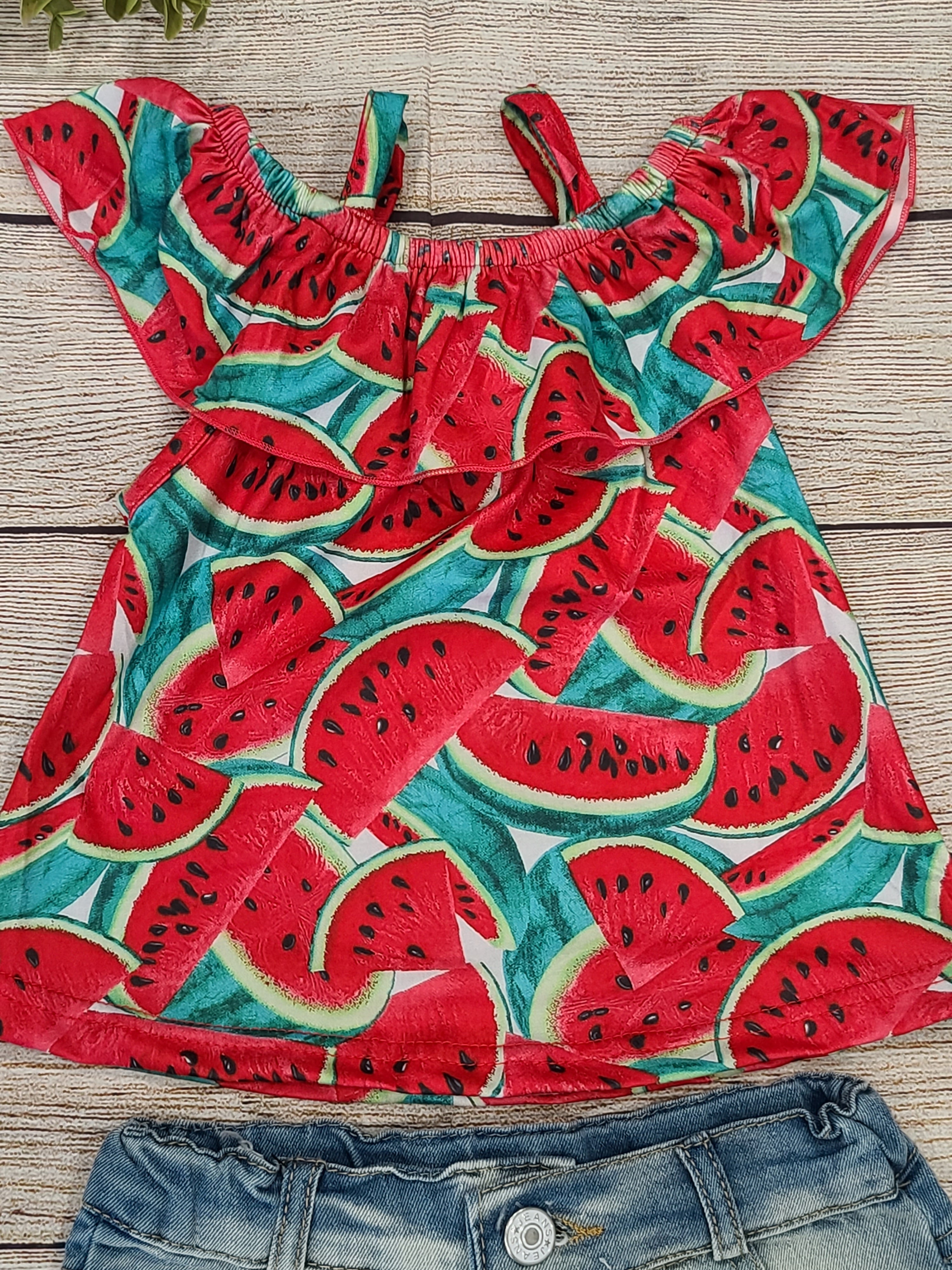 Watermelon Denim Short Set