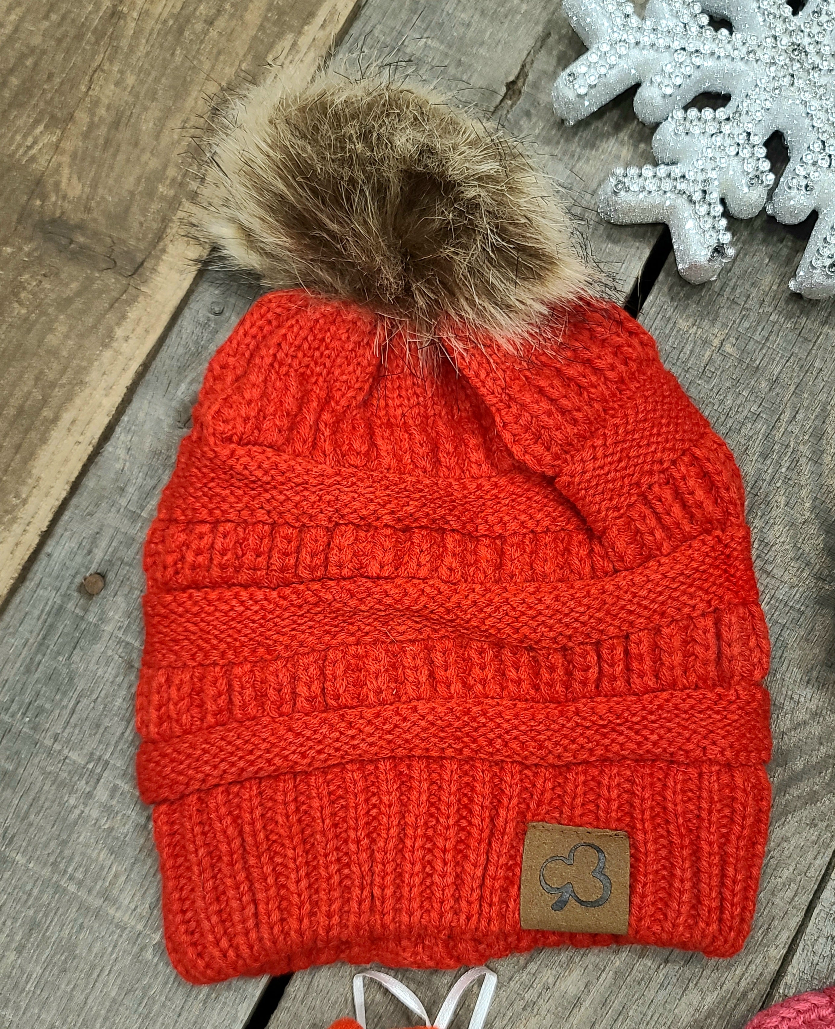 Pom Pom Beanie Hats for Girls