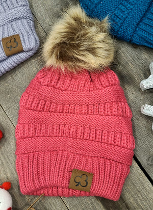 Pom Pom Beanie Hats for Girls