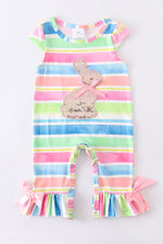 Rainbow Stripe Bunny Baby Romper