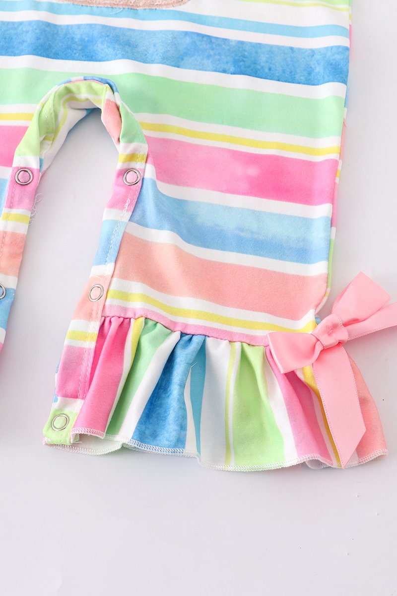 Rainbow Stripe Bunny Baby Romper