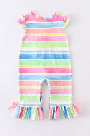 Rainbow Stripe Bunny Baby Romper