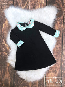 Little Black Dress with Butterfly Collar- All Sizes 3T, 4T, 6/6X