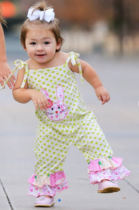 AnnLoren Easter Bunny Polka Dot Baby Romper