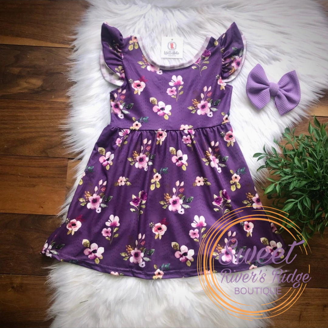 Gingham and Plum Bow Back Dress